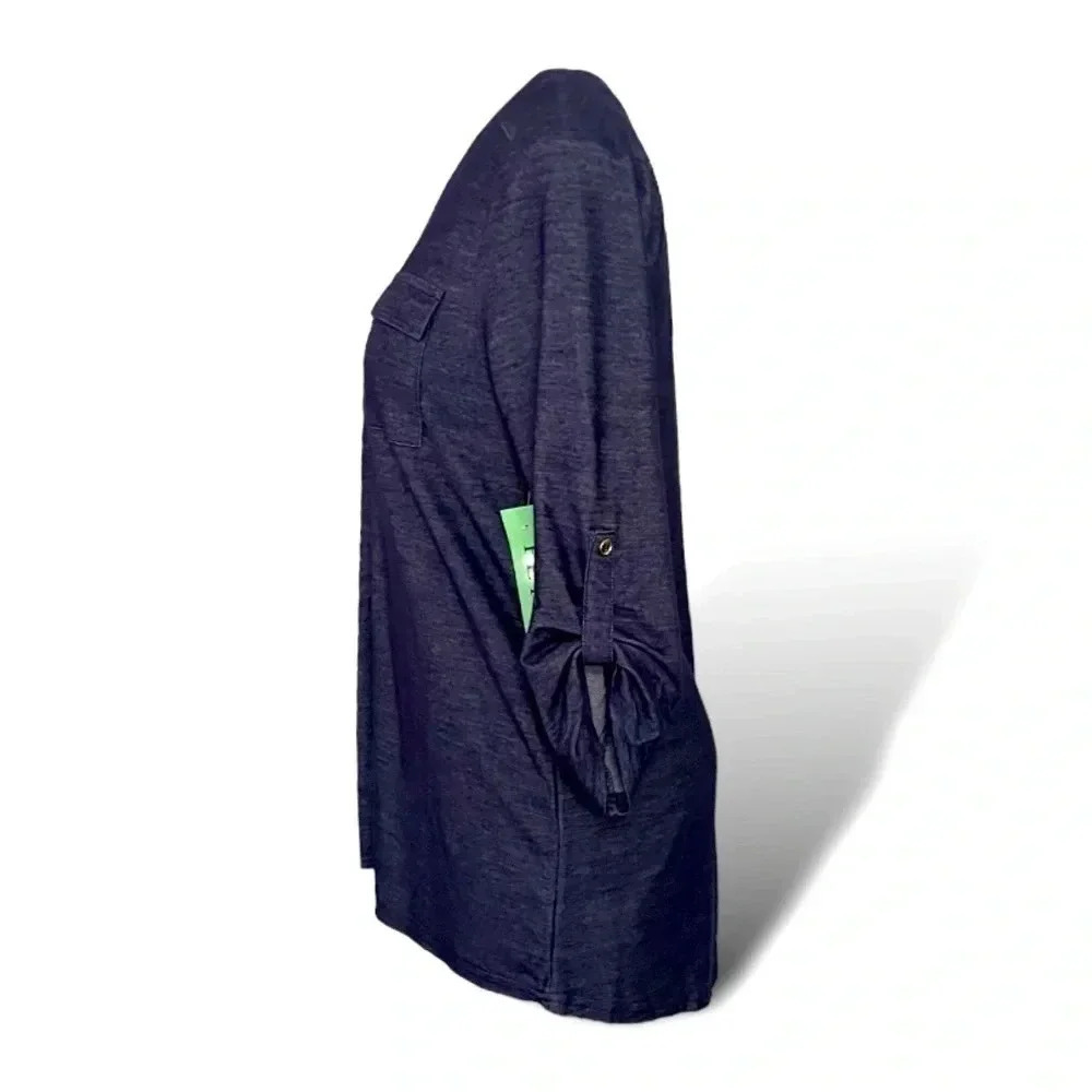 Siren Lily Roll Tab Sleeve Utility Top - Picture 4 of 5